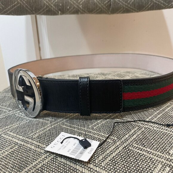 Gucci classic web strap belt Sz 95 - Picture 4 of 4